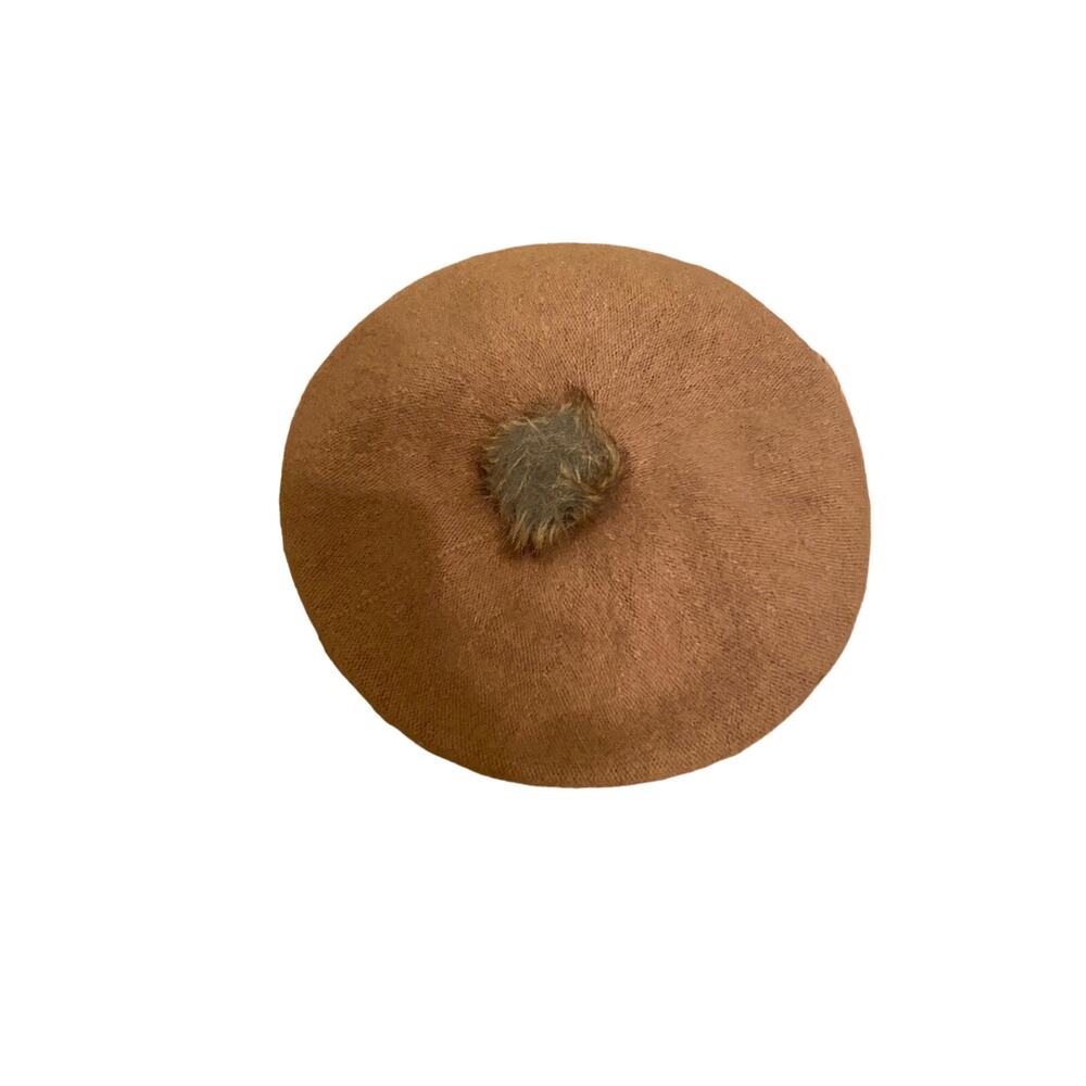 Anthropologie Camel Wool Beret With Pom Pom